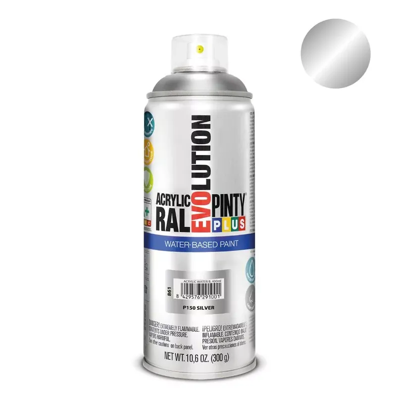 Nézd meg most Pinty Plus Evolution Ezüst vizes bázisú akril festék spray 400ml P150