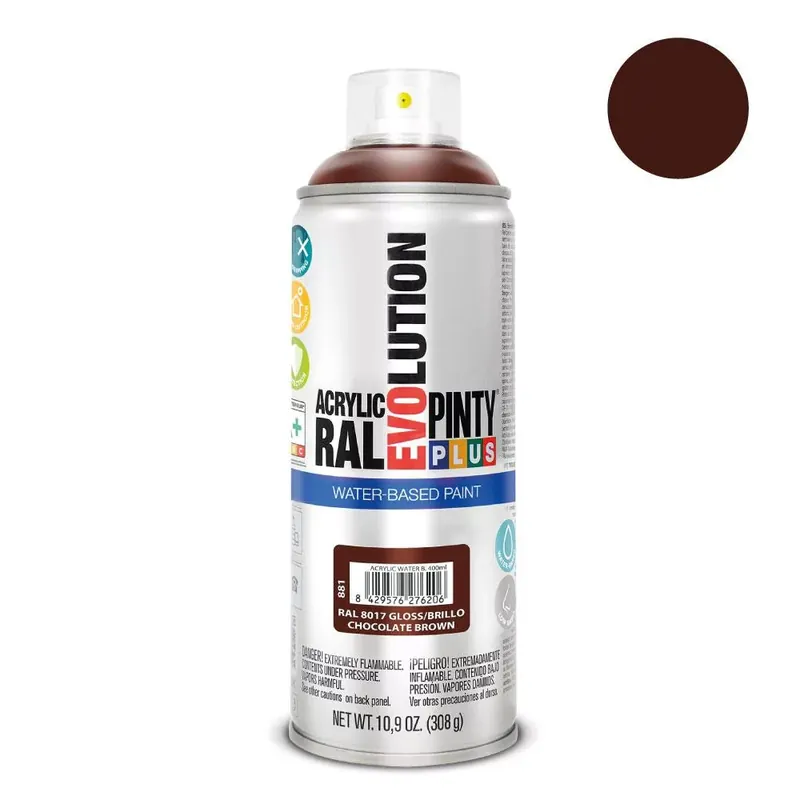 Legjobb ár Pinty Plus Evolution Chocolate Brown vizes bázisú akril festék spray fényes 400ml RAL 8017