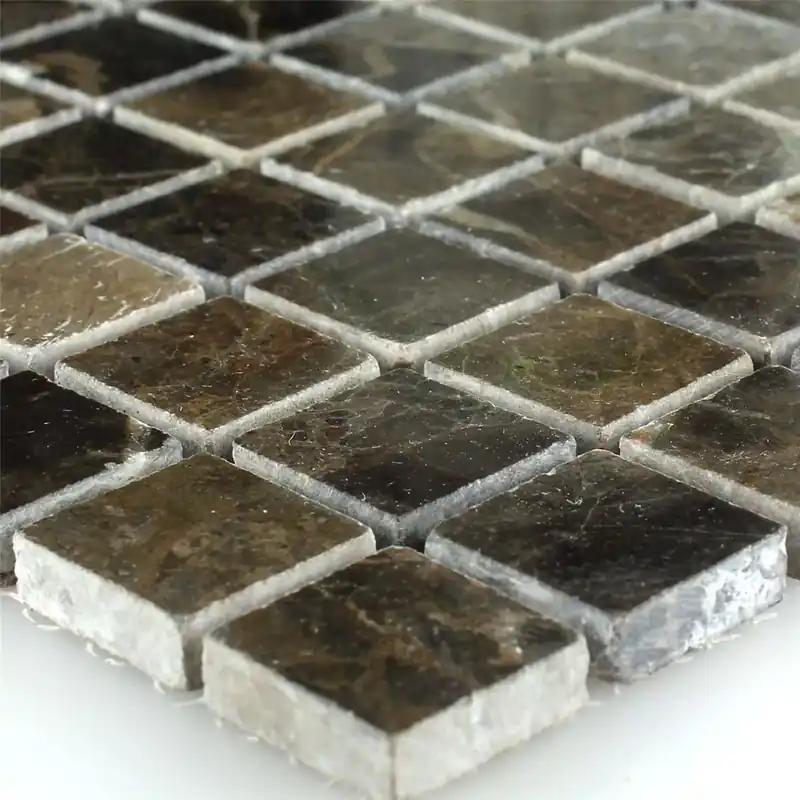 Újdonság Mozaik Csempe Üveggolyó Barna Csiszolt 23x23x7,5mm