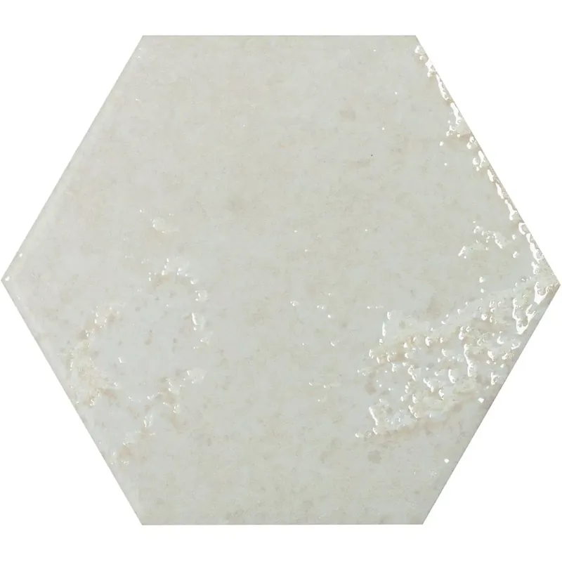 Fali Csempe Lara Csillogó Hullámos 13x15cm Hatszög Fehér Újdonság