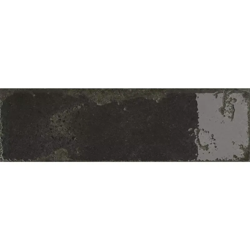 Fali Csempe Lara Csillogó Hullámos 10x30cm Fekete Újdonság