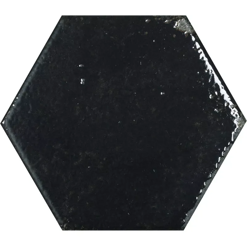Árengedmény Fali Csempe Lara Csillogó Hullámos 13x15cm Hatszög Fekete
