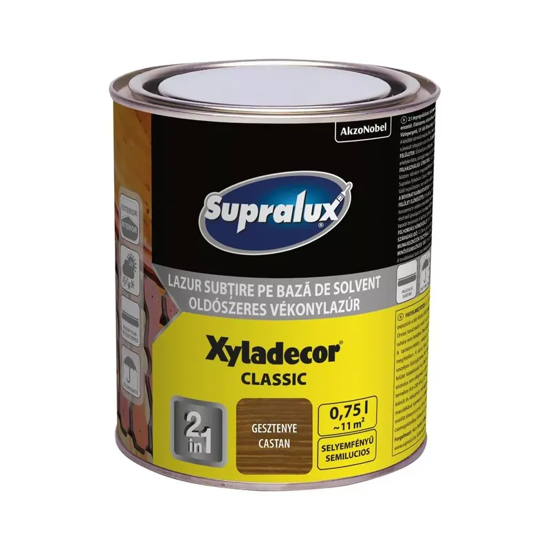 Akciós ár Supralux Xyladecor Classic oldószeres gesztenye 0,75l vékonylazúr