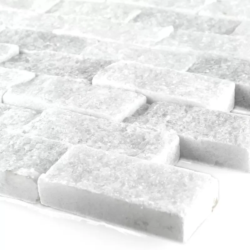 Mozaik Csempe Természetes Kő Üveggolyó Treviso Brick Fehér 3D Akció