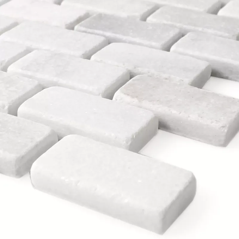 Alacsony ár Mozaik Csempe Üveggolyó Természetes Kő Treviso Brick Fehér