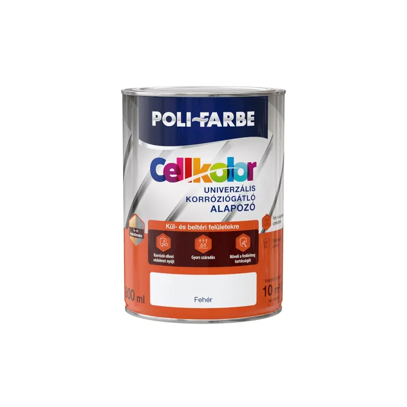 Expressz szállítás Poli-Farbe Cellkolor Univerzális Korróziógátló Alapozó fehér színben 0,8l