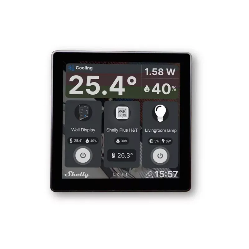 Shelly Wall Display Wi-Fi+Bluetooth villanykapcsoló + színes érintőképernyős vezérlőpanel (fekete) Rendeld meg most