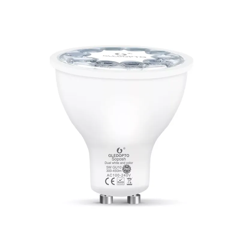 Utolsó esély Gledopto GL-S-006P, Pro RGB+CCT GU10 okos izzó, fehér + színes fényű (Zigbee+2.4GHz RF)