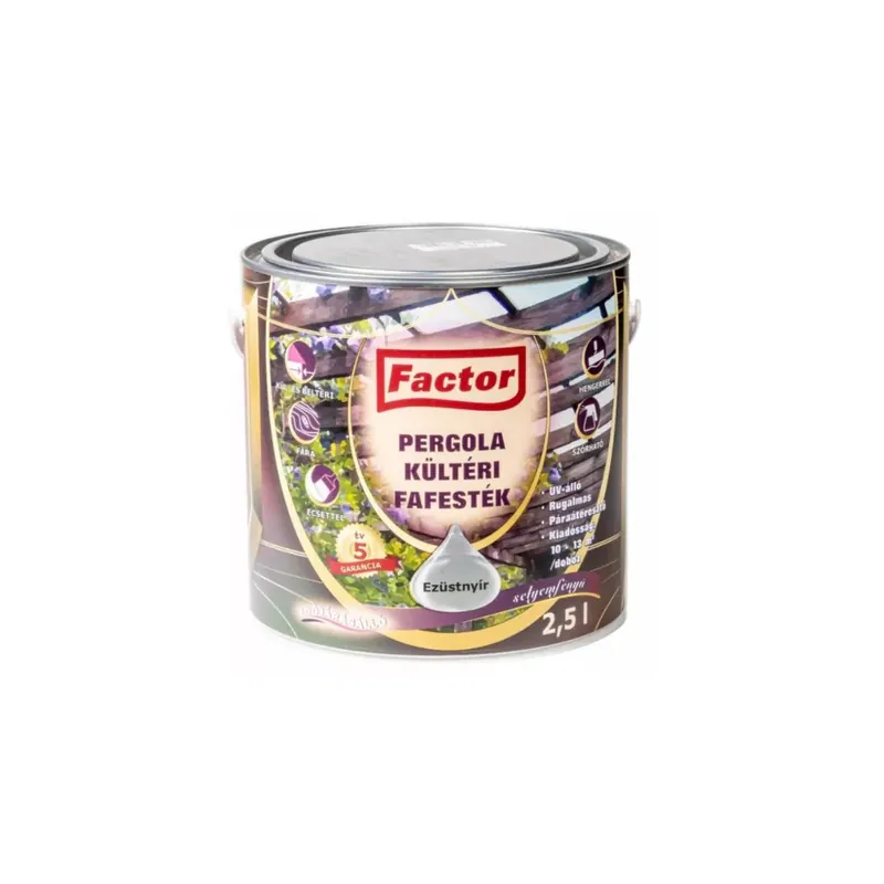 Factor Pergola kültéri fafesték ezüst nyír 2,5 l Alacsony ár