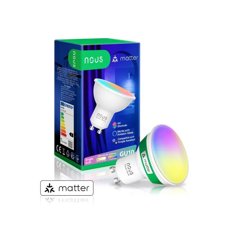 Korlátozott ajánlat Nous P8 okos Tuya Wi-Fi RGB izzó (GU10 foglalat), Matter kompatibilis