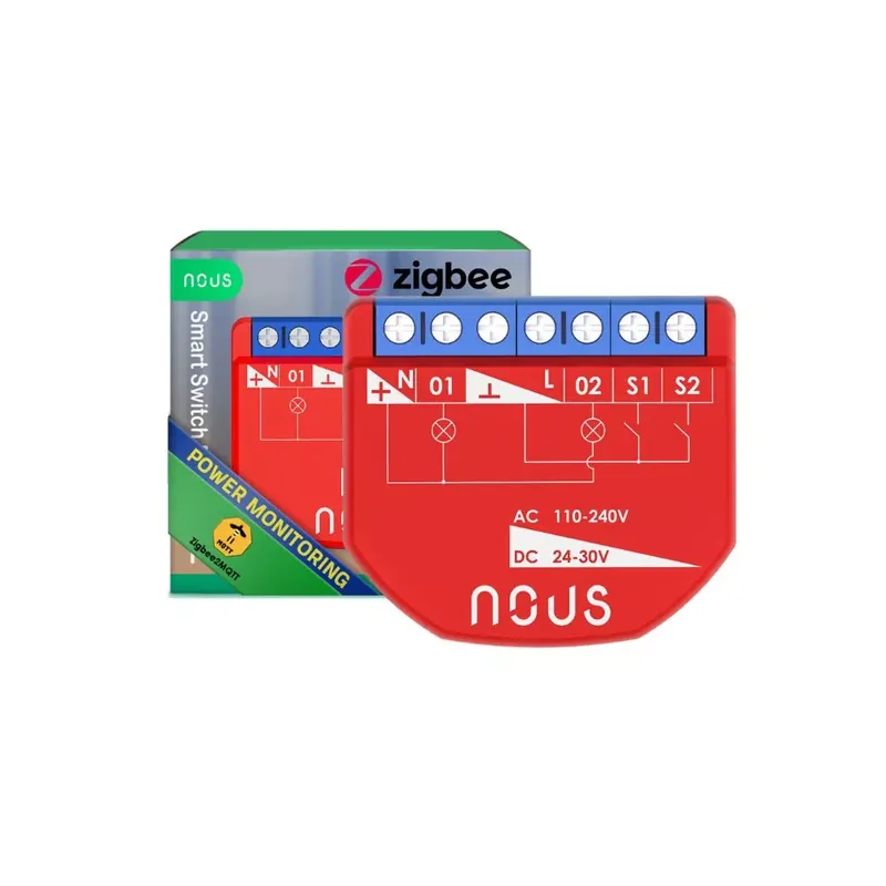 Nous B3Z okos Tuya Zigbee mini fogyasztásmérős kapcsolórelé modul, kapcsolóbemenettel, 2 áramkörös Szuper akció