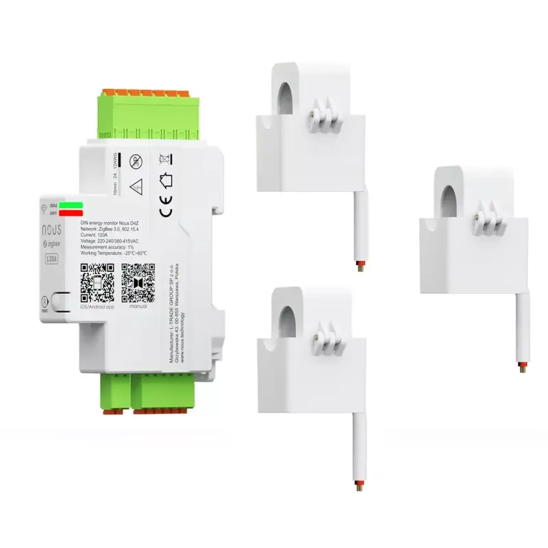 Szuper akció Nous D4Z Tuya Zigbee, DIN-sínre szerelhető, három fázisú, 3x120A áramváltós fogyasztásmérő
