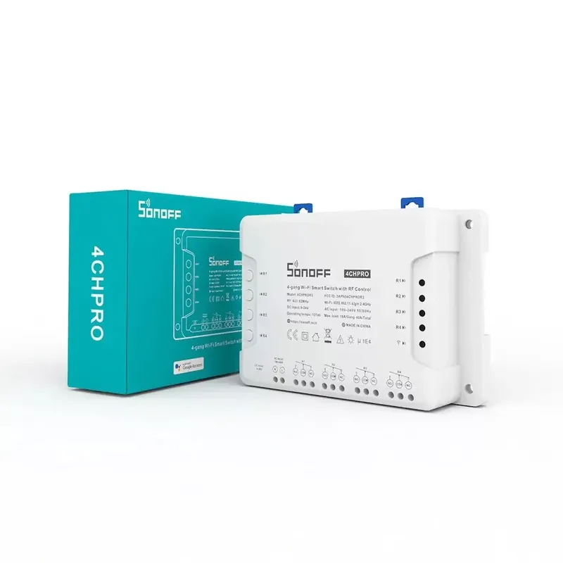 Rendeld meg most Sonoff 4CH PRO (R3) WiFi+RF (NO/NC) okosrelé, négy áramkörös, impulzuskapcsolással