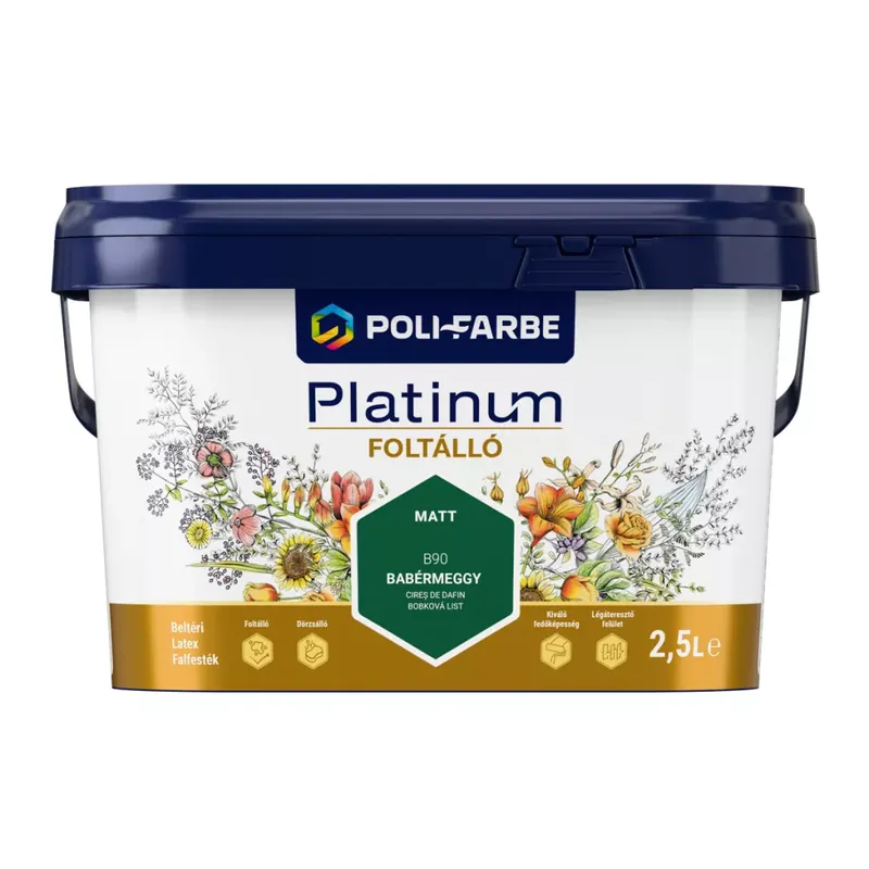 Poli-Farbe Platinum Foltálló babérmeggy színű 2,5l beltéri latex falfesték Ne maradj le