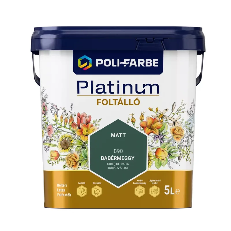 Vedd meg online Poli-Farbe Platinum Foltálló babérmeggy színű 5l beltéri latex falfesték