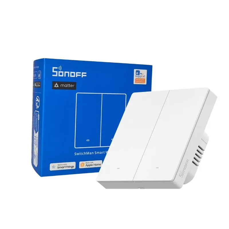 Olcsóbb Sonoff SwitchMan M5 Wi-Fi / Matter 2 áramkörös, okos villanykapcsoló, fehér (M5-2C-86W)