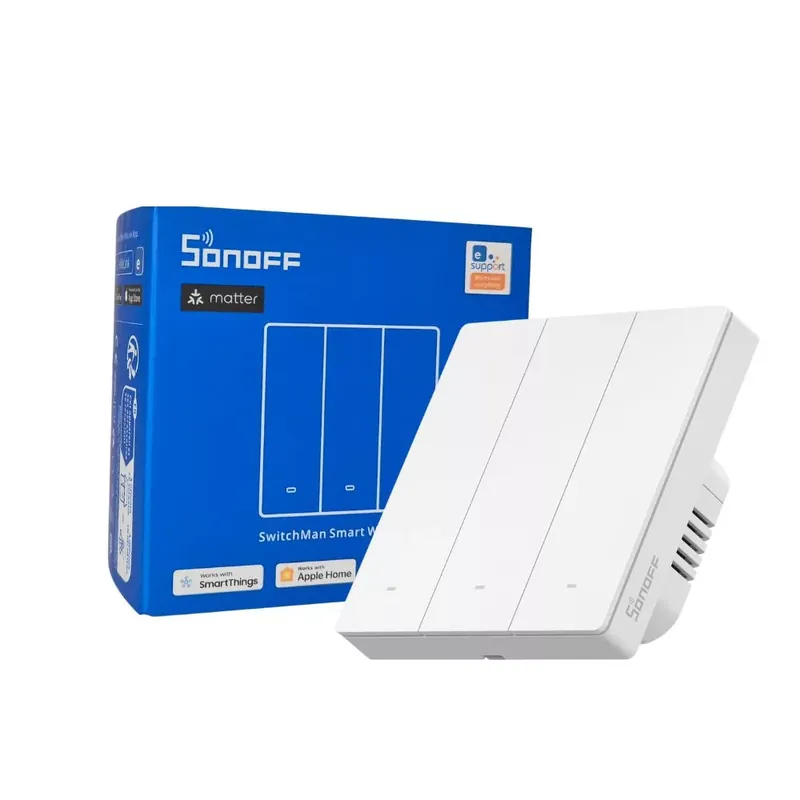 Sonoff SwitchMan M5 Wi-Fi / Matter 3 áramkörös, okos villanykapcsoló, fehér (M5-3C-86W) Olcsó