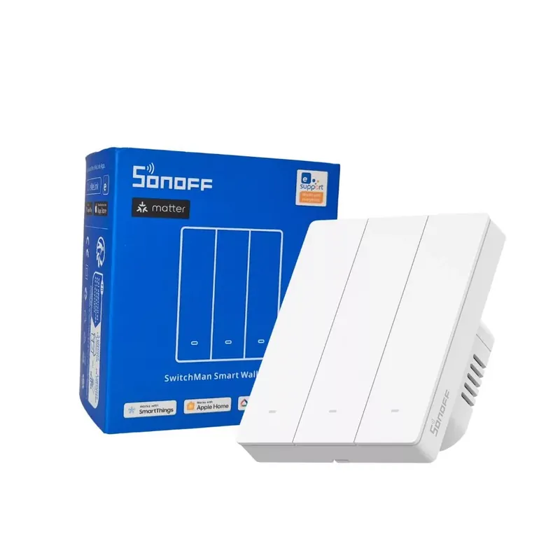 Sonoff SwitchMan M5 Wi-Fi / Matter 3 áramkörös, sorolható okos villanykapcsoló, fehér (M5-3C-80W) Szuper akció