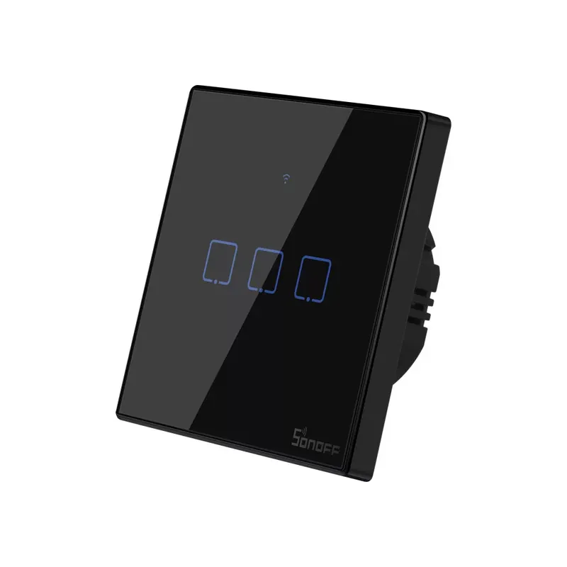 Sonoff TX T3EU3C WiFi+RF, érintős 3 gombos villanykapcsoló (fekete) Gyors kiszállítás