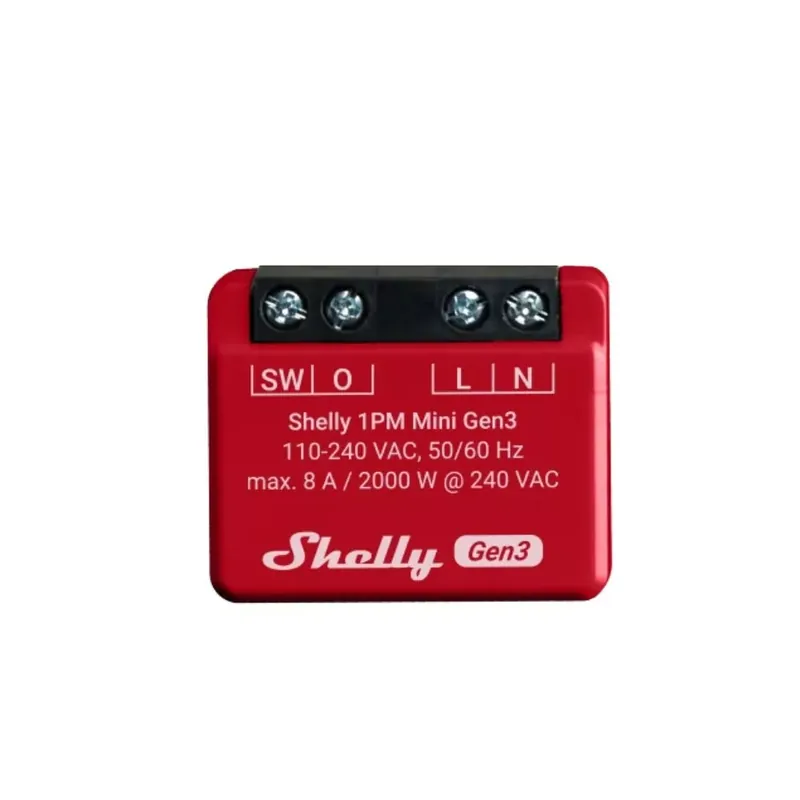 Shelly 1PM Mini Gen3, Wi-Fi + Bluetooth okosrelé, áramfogyasztás-méréssel Olcsóbb