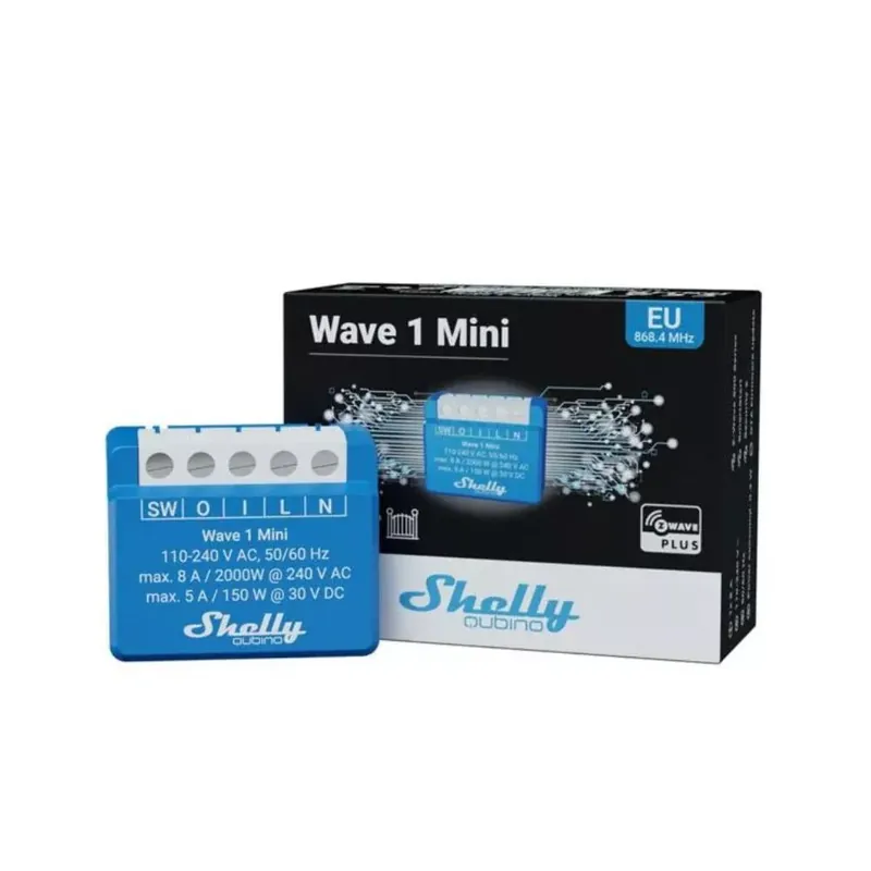 Biztonságos fizetés Shelly Qubino Wave 1 MINI egy áramkörös okosrelé, Z-Wave protokoll kompatibili