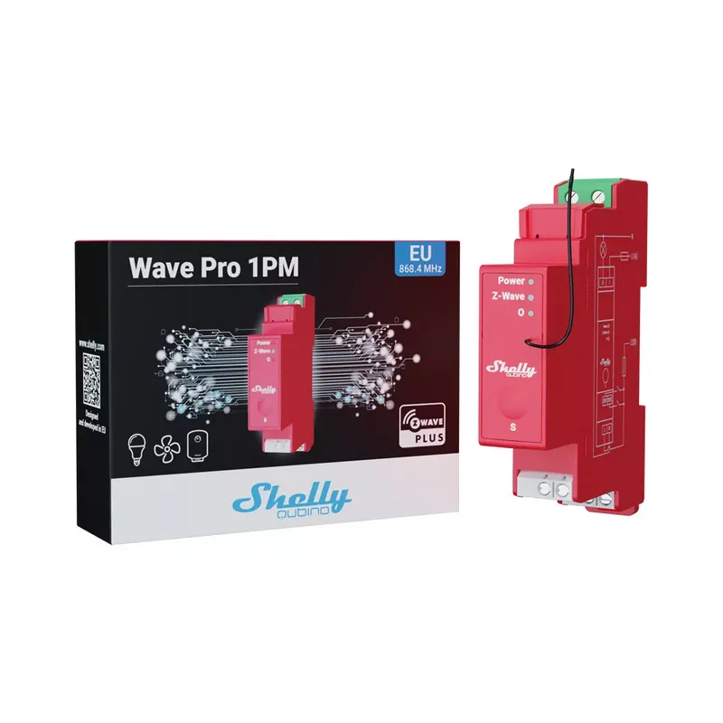 Shelly Qubino Wave PRO 1PM egy áramkörös, DIN-sínre illeszthető, fogyasztásmérős okosrelé, Z-Wave protokoll kompatibilis Kedvezmény