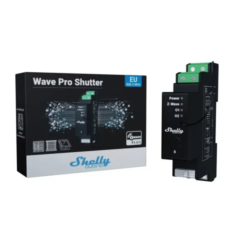 Shelly Wave Pro Shutter DIN-sínre illeszthető, redőny és árnyékoló vezérlő modul, Z-Wave protokoll kompatibilis Korlátozott ajánlat