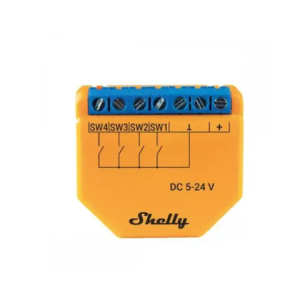 Shelly PLUS i4 DC WiFi + Bluetooth okos vezeték nélküli kapcsoló-modul Szuper ajánlat