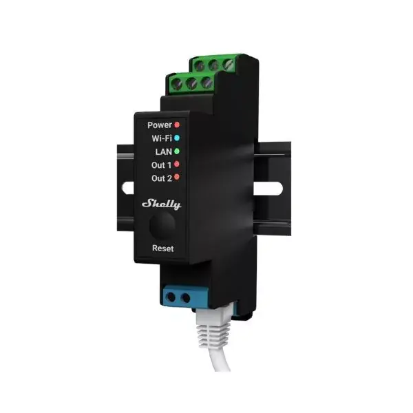 Shelly PRO 2PM DIN-sínre szerelhető, WiFi + Ethernet + Bluetooth modul, fogyasztás-méréssel, redőnyvezérlési üzemmóddal Népszerű