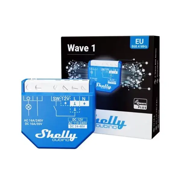 Shelly Qubino Wave 1 egy áramkörös okosrelé, Z-Wave protokoll kompatibilis Expressz szállítás