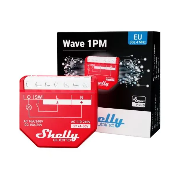 Shelly Qubino Wave 1PM egy áramkörös, fogyasztásmérős okosrelé, Z-Wave protokoll kompatibilis Azonnal elérhető