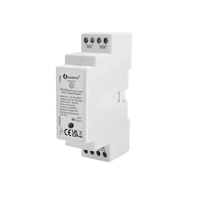 Rendeld meg most Gledopto GL-DR-002W Wi-Fi Tuya, DIN-sínre szerelhető, 16A relémodul, fogyasztásmérővel