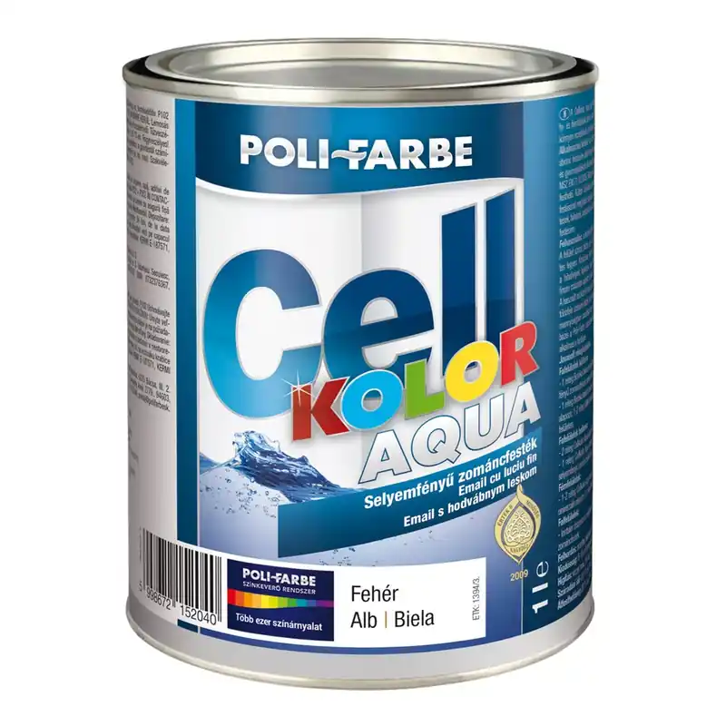 Poli-Farbe Cellkolor Aqua Selyemfényű Zománcfesték fehér 2,5l Biztonságos vásárlás