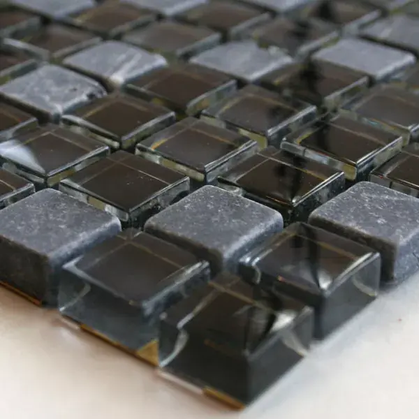Mozaik Csempe Üveg Üveggolyó 15x15x8mm Fekete Mix Expressz kézbesítés