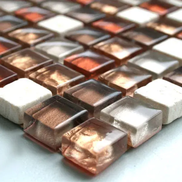 Szuper ajánlat Mozaik Csempe Üveg Üveggolyó 15x15x8mm Piros Mix