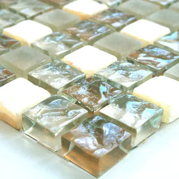 Bestseller Mozaik Csempe Üveg Üveggolyó 15x15x8mm Bézs Mix Onyx