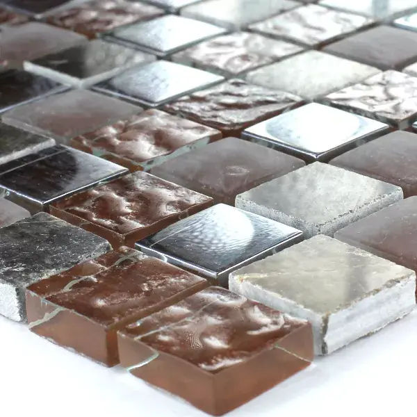 Mozaik Csempe Üveg Üveggolyó 23x23x8mm Barna Mix Fém Kihagyhatatlan ajánlat