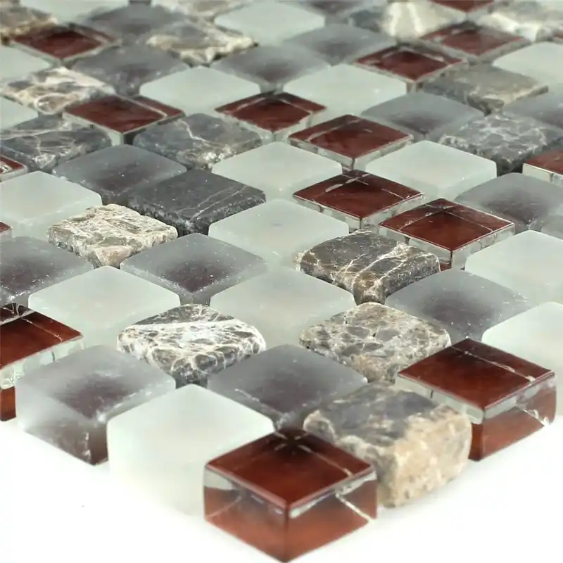 Mozaik Csempe Üveg Üveggolyó 15x15x8mm Barna Biztonságos fizetés
