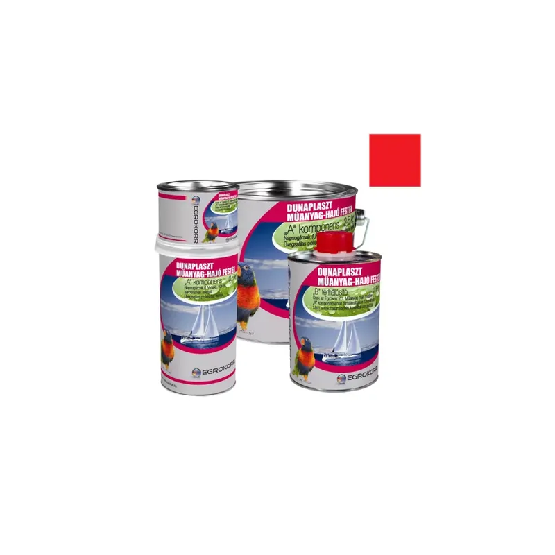 Műanyag Hajófesték Dunaplaszt piros RAL 3020 A komponens 0,5 kg + B komponens 0,1 kg Outlet