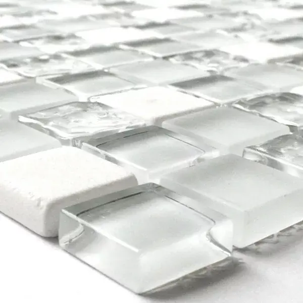 Legkelendőbb Mozaik Csempe Üveg Üveggolyó 23x23x8mm Fehér Mix