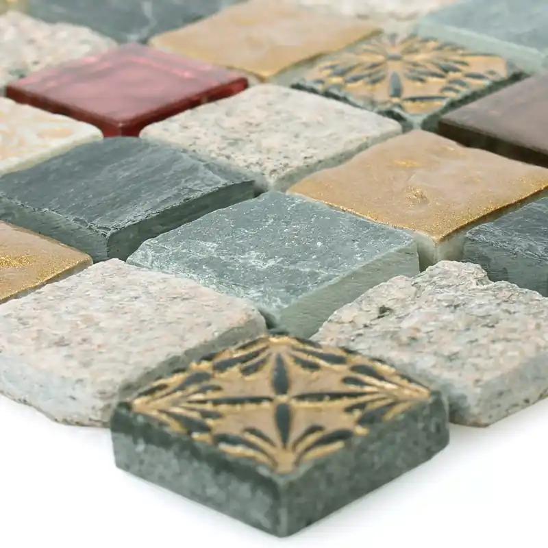 Mozaik Csempe Üveg Természetes Kő Mix Sulluna Arany Szürke Szuper akció