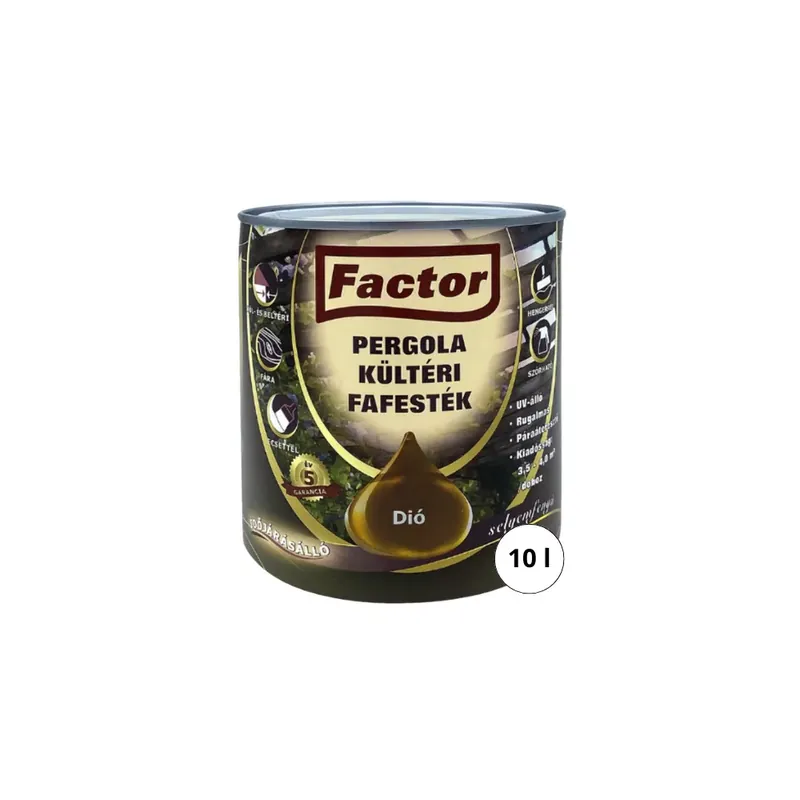 Biztonságos vásárlás Factor Pergola kültéri fafesték dió 10 l