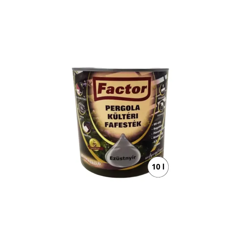 Factor Pergola kültéri fafesték ezüst nyír 10 l Expressz szállítás