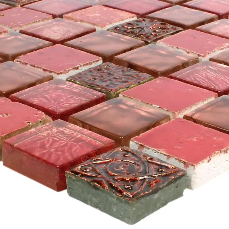 Vedd meg online Mozaik Csempe Üveg Természetes Kő Maya Red