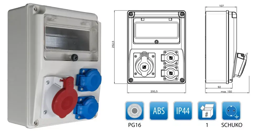 R-BOX 240 8S 1x16/5,2x230V, füst színű üveg Gyors kiszállítás