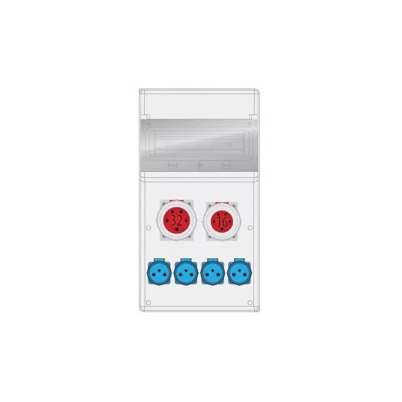 Outlet B_MAX, 1x32A/5p, 1x16A/5p, 4x230V, IP65
