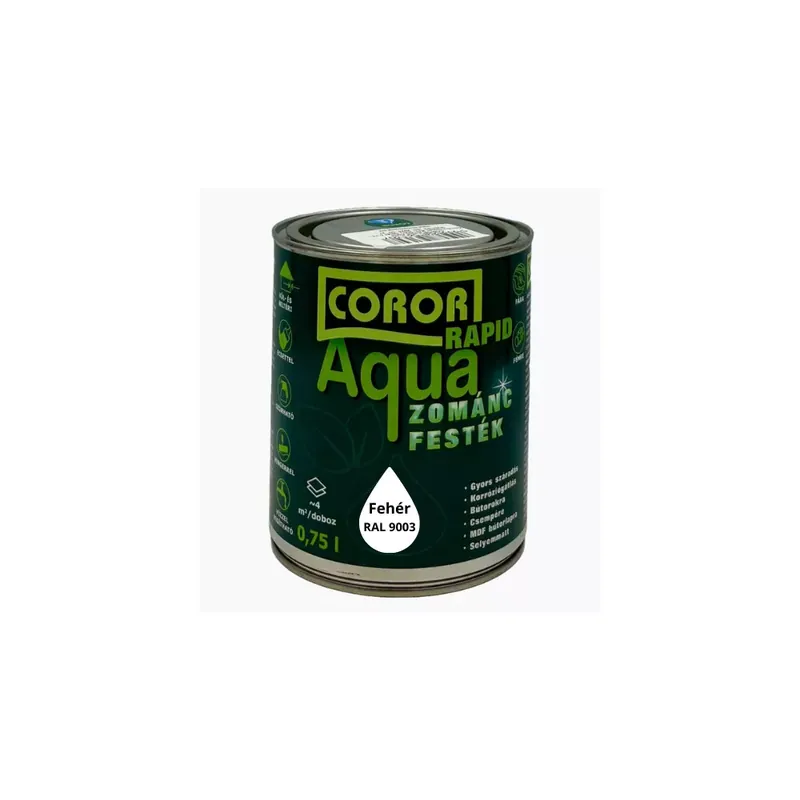 Utolsó esély Coror Rapid Aqua VÍZBÁZISÚ Zománcfesték Fehér RAL 9003 0,75l