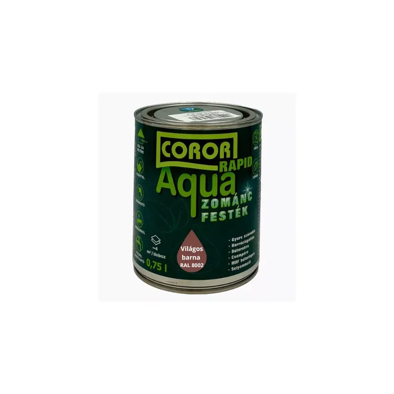 Coror Rapid Aqua VÍZBÁZISÚ Zománcfesték Világosbarna RAL 8002 0,75l Gyors kiszállítás