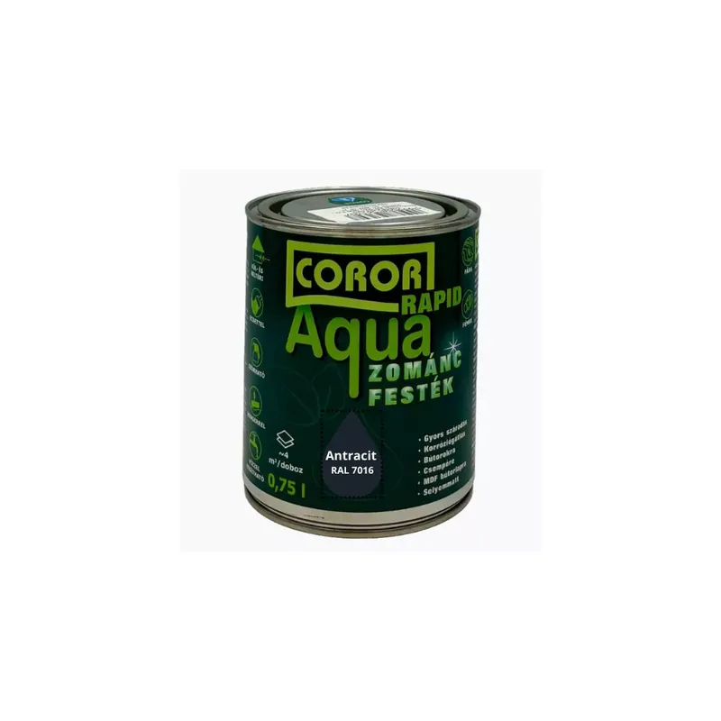 Coror Rapid Aqua VÍZBÁZISÚ Zománcfesték Antracit RAL 7016 0,75l Kihagyhatatlan ajánlat