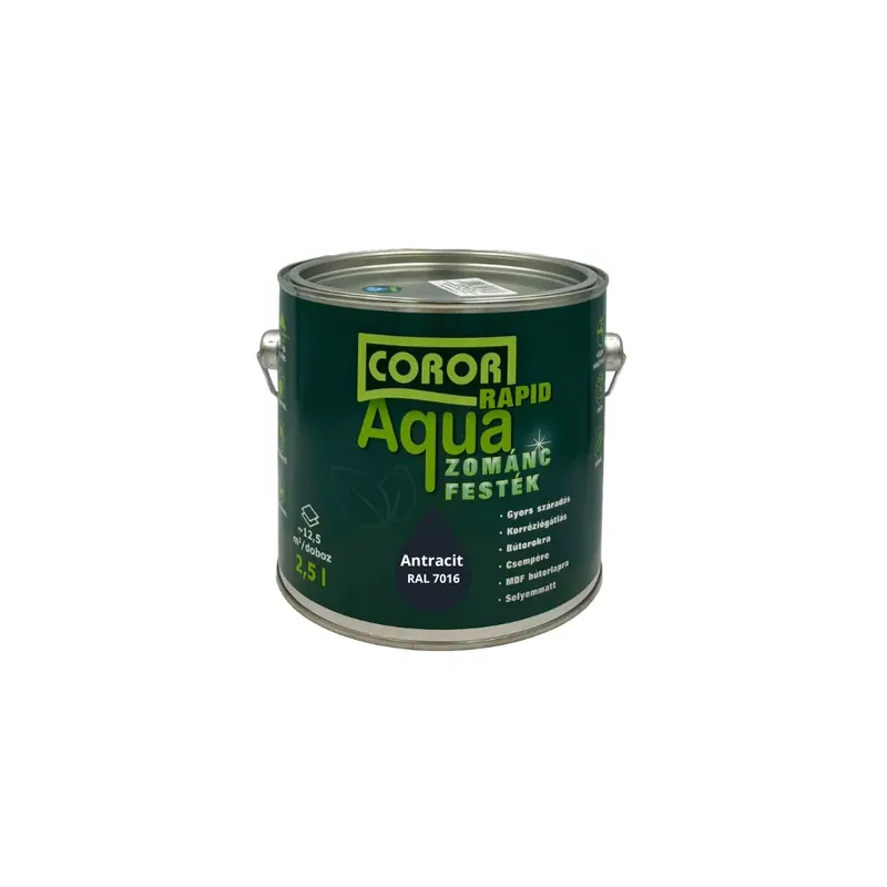 Coror Rapid Aqua VÍZBÁZISÚ Zománcfesték Antracit RAL 7016 2,5l Népszerű